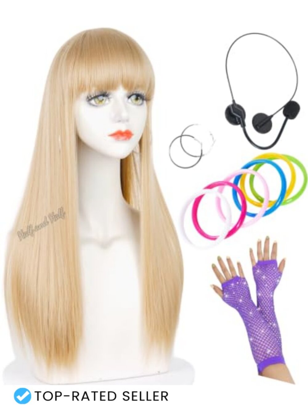 Straight Wig with Bangs 27.5'' Synthetic Heat Resistant Cosplay Kit
